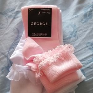 NWT Girl's Dress Socks 3pair
